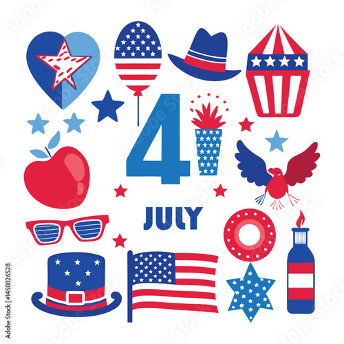 july fourth vector set