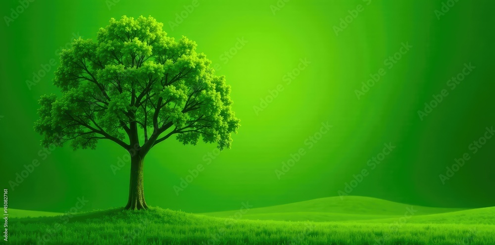 Obraz premium Elegant and slender tree isolated against a soft focus green background, greenery, foliage, tree in forest