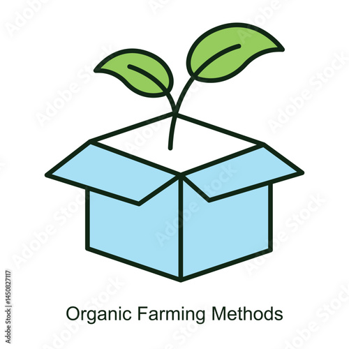 Vector icon for Organic Farming Methods with Plant and Soil Symbols. Depicts eco-friendly farming techniques with plants growing in healthy soil, emphasizing sustainability.