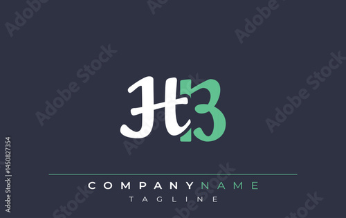 Elegant Stylized HB Lettering Design. Stylish Modern Logo featuring Monogram Letters in White and Teal Shade