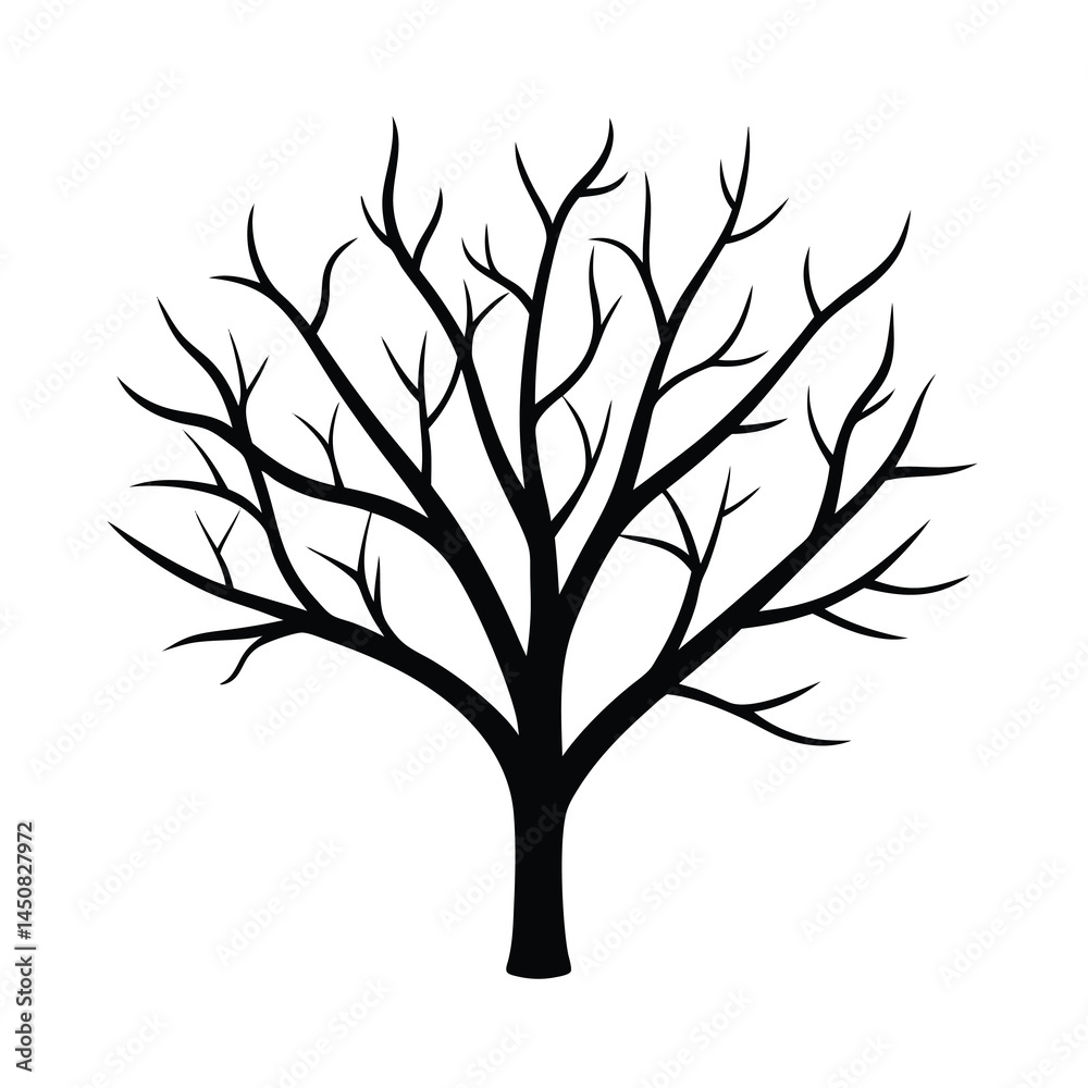 Obraz premium Stylized Bare Tree Branches on Soft Pale Background Vector