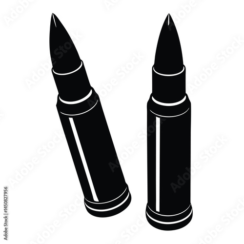 Ammunition Illustration Two Black and White Bullet Graphics