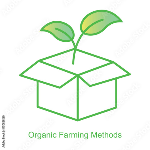 Vector icon for Organic Farming Methods with Leaf and Nature Elements. Focused on pesticide-free farming with plant-based and natural agriculture practices.