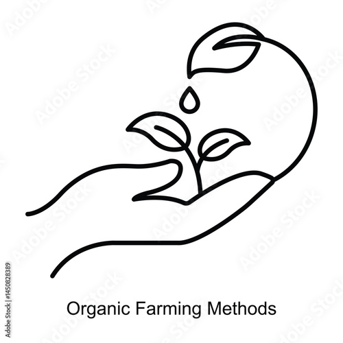 Vector icon for Organic Farming Methods in Sustainable Agriculture. Highlights healthy plant growth and soil enrichment practices for eco-friendly farming systems.