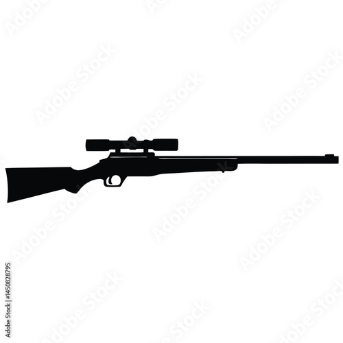 Rifle with Scope Hunting Weapon Silhouette Illustration
