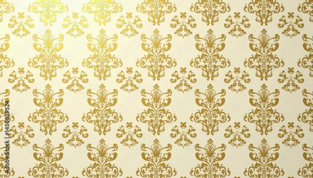 Intricate floral damask pattern in muted golds and creams , luxury, ornament Intricate floral damask pattern in muted golds and creams , luxury, ornament