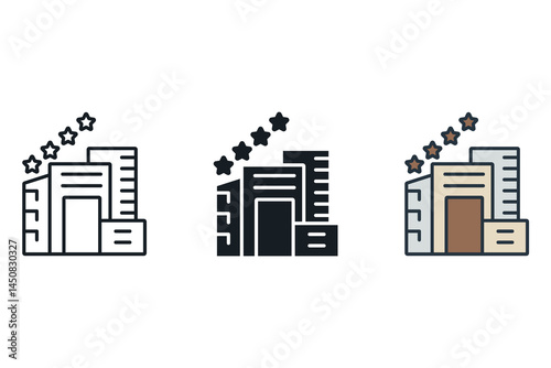 hotel icons isolated on White Background. Flat style design