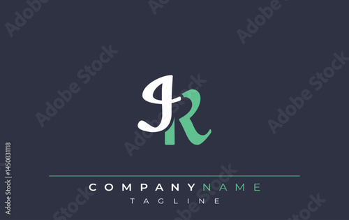 Elegant Stylized IR Lettering Design. Stylish Modern Logo featuring Monogram Letters in White and Teal Shade