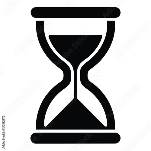 Minimalistic black hourglass silhouette, time passing concept