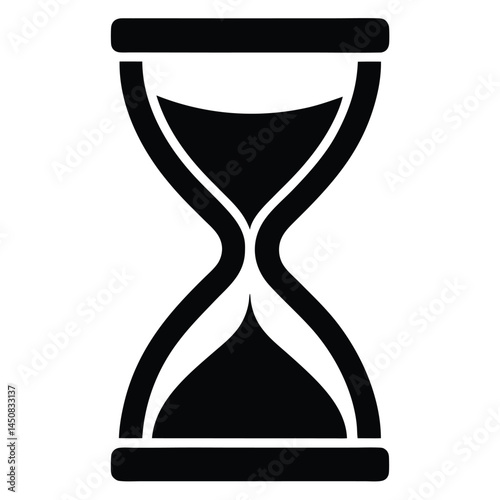 Minimalistic black hourglass silhouette, time passing concept