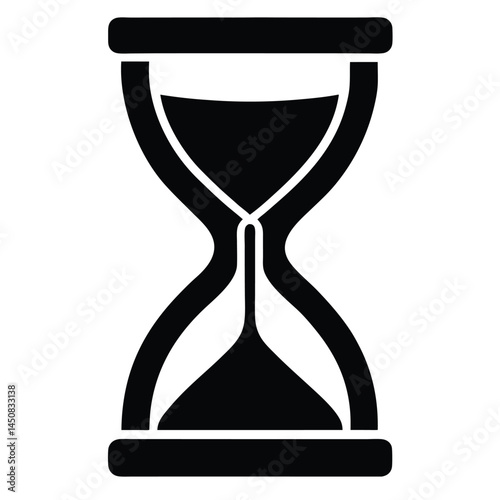 Minimalistic black hourglass silhouette, time passing concept