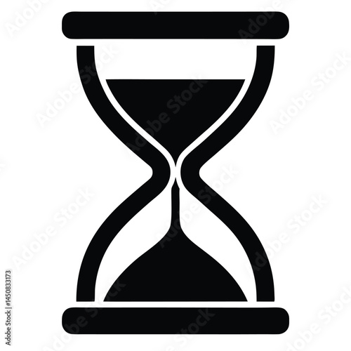 Minimalistic black hourglass silhouette, time passing concept