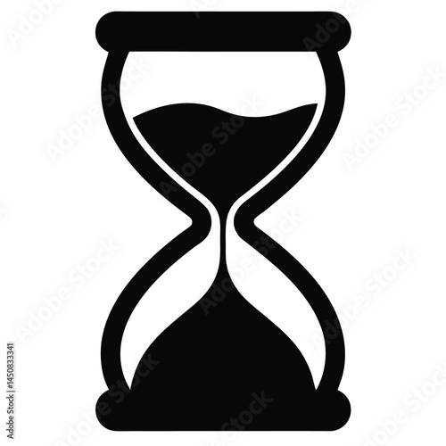 Minimalistic black hourglass silhouette, time passing concept