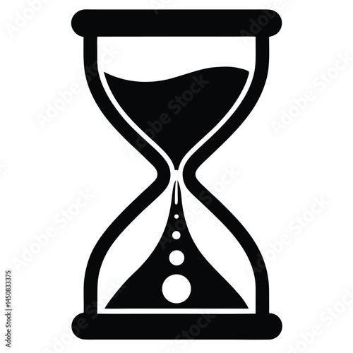 Minimalistic black hourglass silhouette, time passing concept