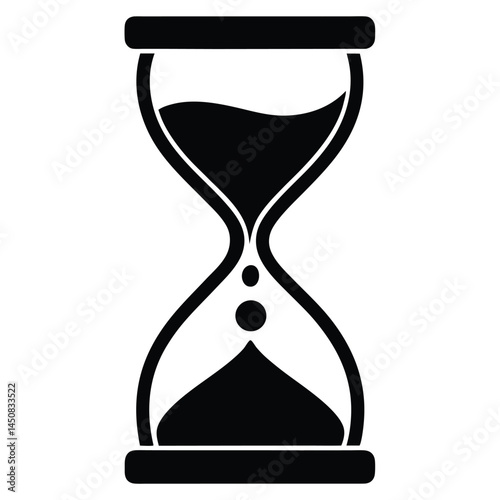 Minimalistic black hourglass silhouette, time passing concept