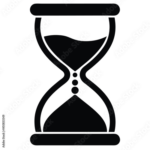 Minimalistic black hourglass silhouette, time passing concept