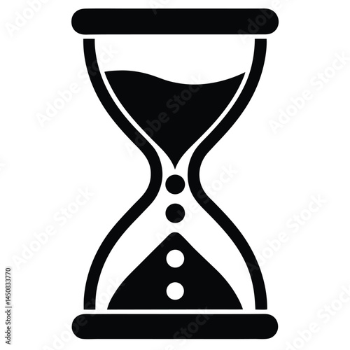 Minimalistic black hourglass silhouette, time passing concept