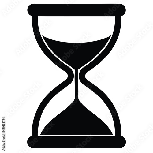 Minimalistic black hourglass silhouette, time passing concept