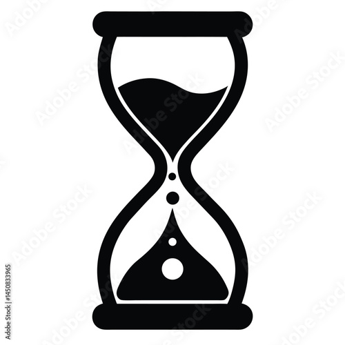 Minimalistic black hourglass silhouette, time passing concept