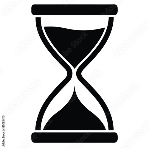 Minimalistic black hourglass silhouette, time passing concept
