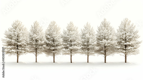 Wallpaper Mural Snowy trees in a row against a white background Torontodigital.ca