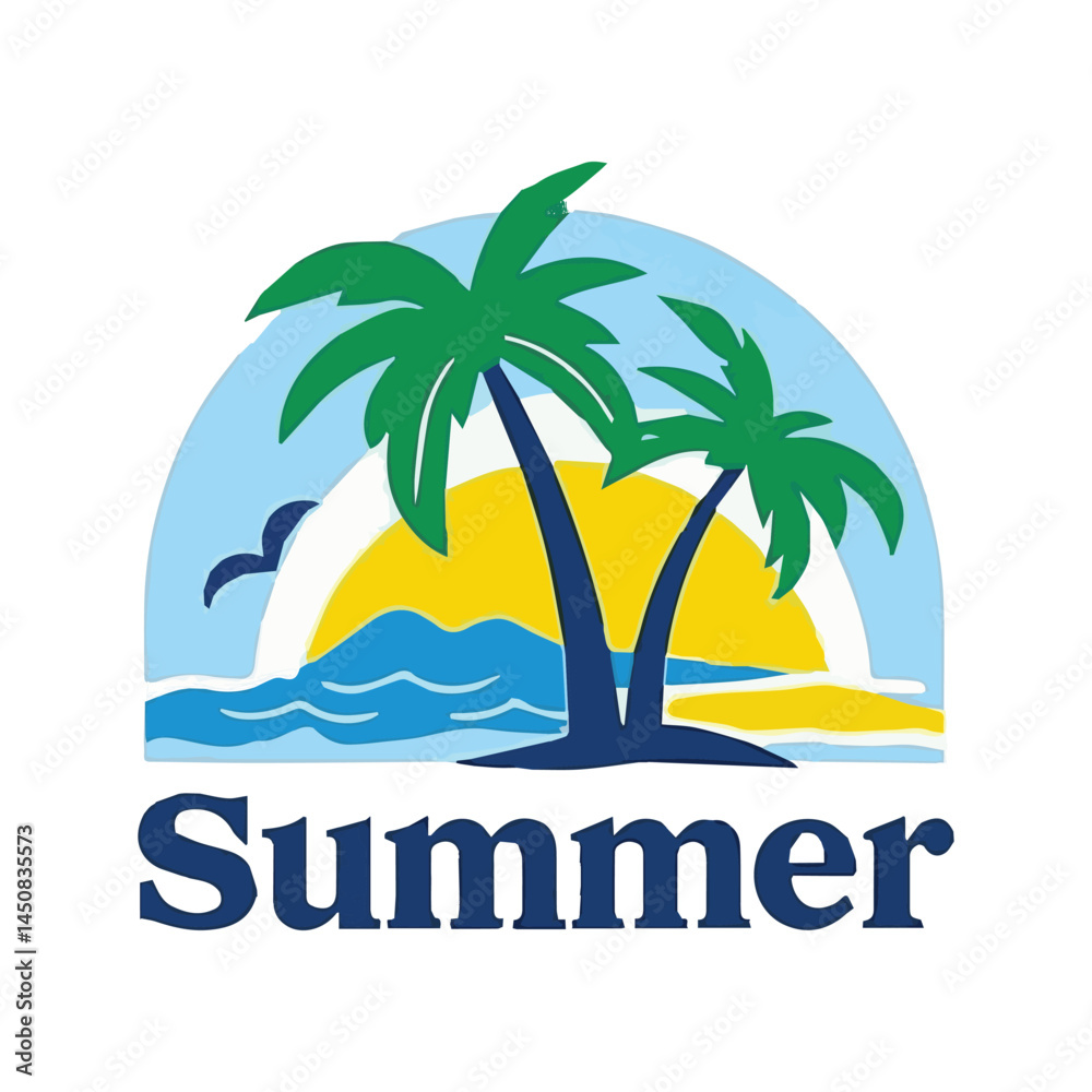 Obraz premium Palm Trees and Sunset Summer Art & Illustration
