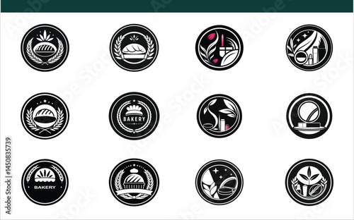 Black and White Organic Cosmetic and Bread Logo Icons Minimalist Design Pack