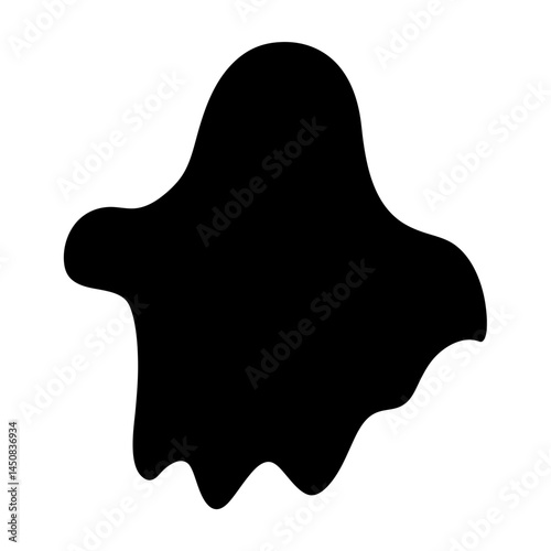 Spooky black ghost silhouette isolated on white background for Halloween design
