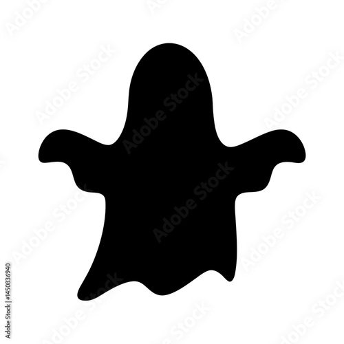 Black ghostly apparition floating in darkness casting a spooky Halloween silhouette
