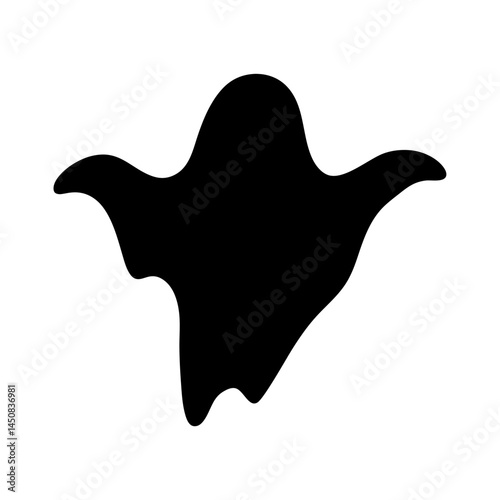 Abstract depiction of a Halloween ghost in solid black silhouette figure