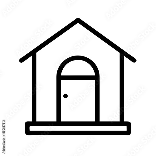 House icon with door in black outline style on white background