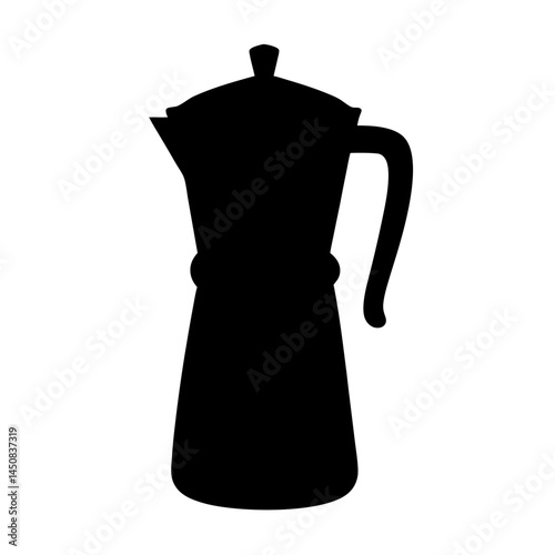 Black silhouette of a Moka pot coffee maker isolated on white