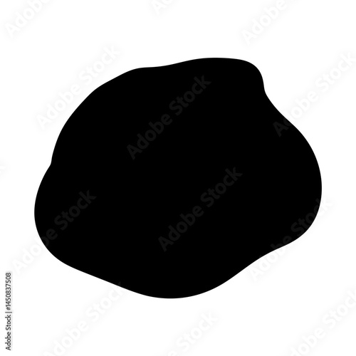 Monochromatic abstract blob shape illustration with uneven edges on a white background