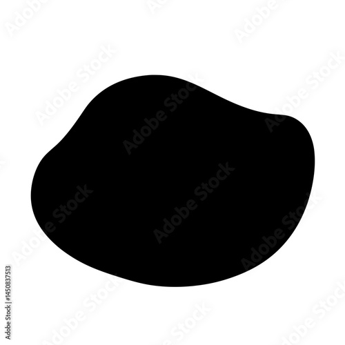Smooth black blot with irregular outline against bright white backdrop design