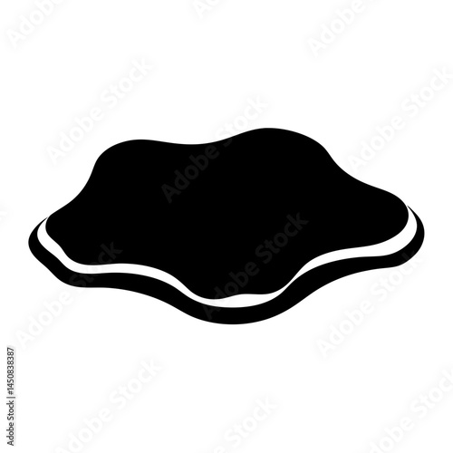 Abstract black blot shape with a white border on a white background