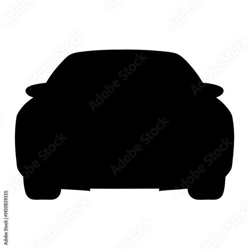 Front view silhouette of a car, showing the bumper and headlights