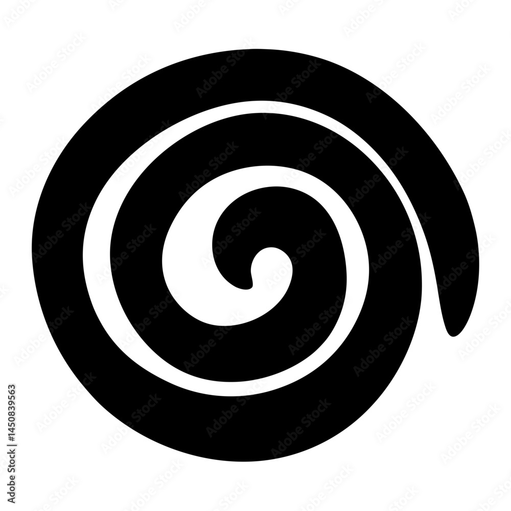Fototapeta premium Simple abstract black and white spiral shape or swirl design element