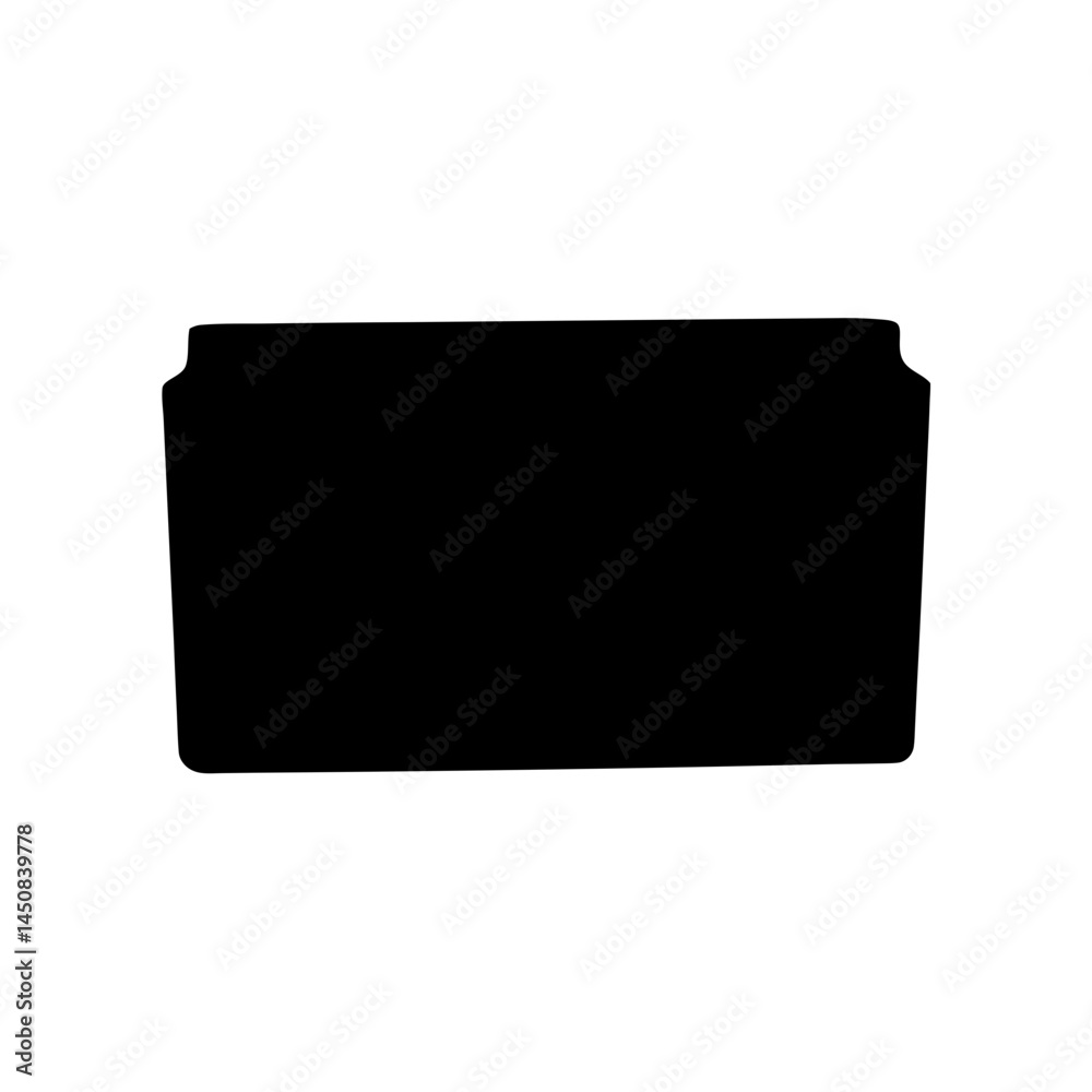 A solid rectangular black shape set against a plain white backdrop A solid rectangular black shape set against a plain white backdrop