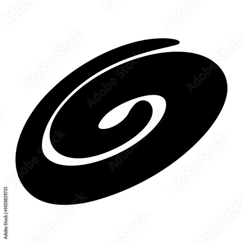 Abstract elliptical swirl with a diminishing vortex point in black and white