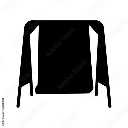 Isolated black silhouette of a beach towel or blanket rack on white