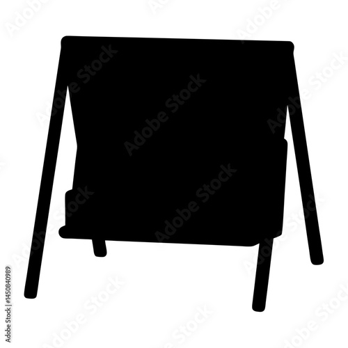 Black silhouette of an easel or sign holder used to display messages