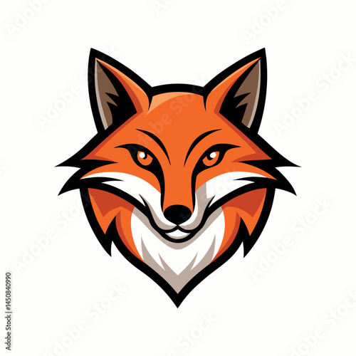 fox animal head mascot logo esport red fox vector illustration