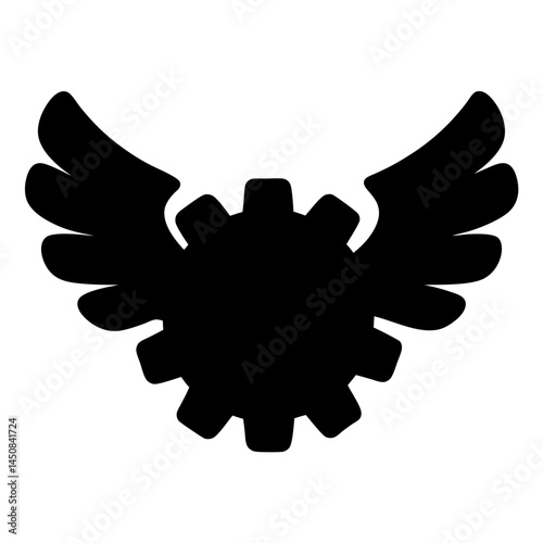 Flying Gear Icon Industrial power and innovation take to the skies