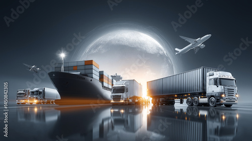 Global Logistics Air, Sea, and Road Freight Transportation Network