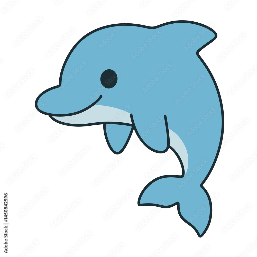 Cute cartoon dolphin swimming with smiling face, isolated on transparent background. Cute cartoon dolphin swimming with smiling face, isolated on transparent background.