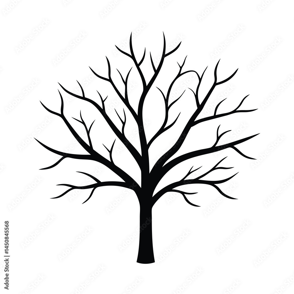 Fototapeta premium Minimalist Bare Tree Silhouette Vector