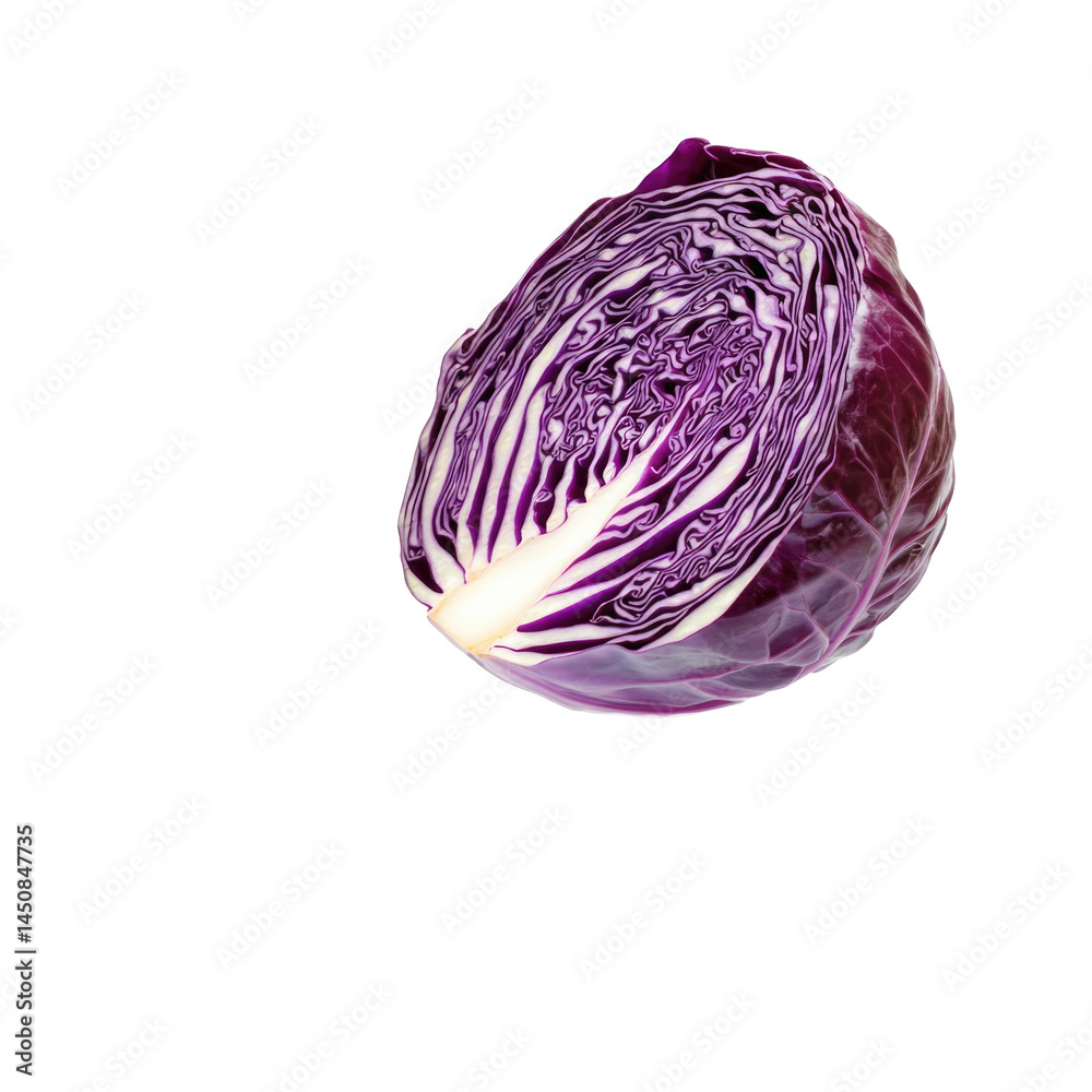 Half Of Red Cabbage Showing Layers Falling isolated on a transparent background Half Of Red Cabbage Showing Layers Falling isolated on a transparent background