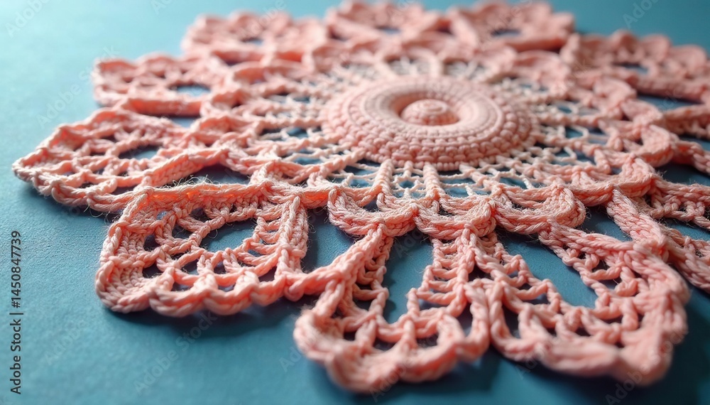 Obraz premium Intricate floral lace doily, delicate yarn texture, net, refined, yarn