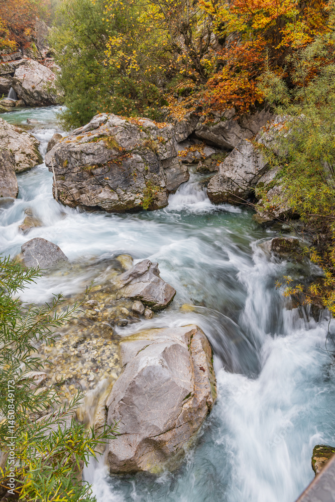 Falls and whitewater on the Valbonas River in Valbona Valley National Park.