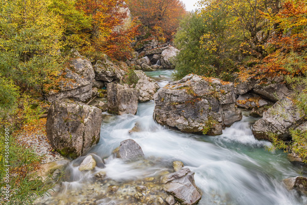 Falls and whitewater on the Valbonas River in Valbona Valley National Park.